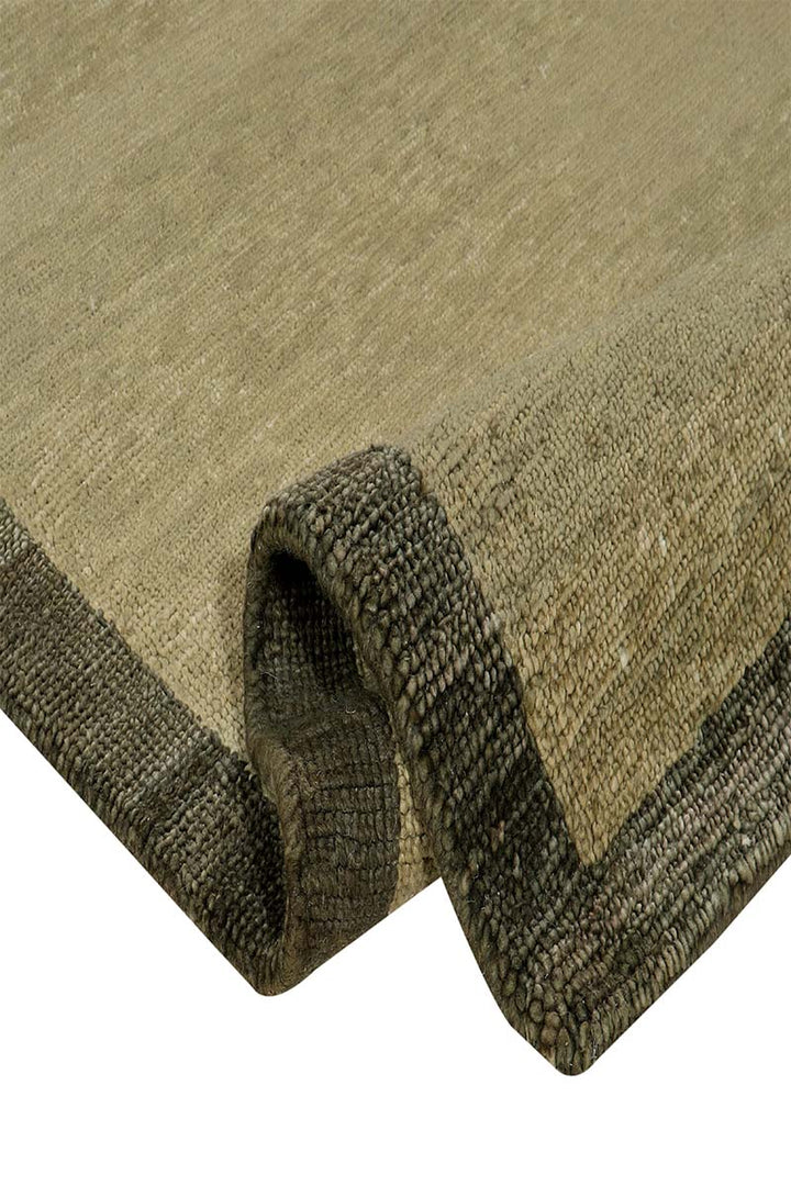 Hand Knotted Olive Green Wool Area Rug