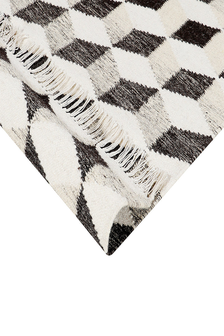 Pitloom Wool Black and Beige Flatweave Area Rug