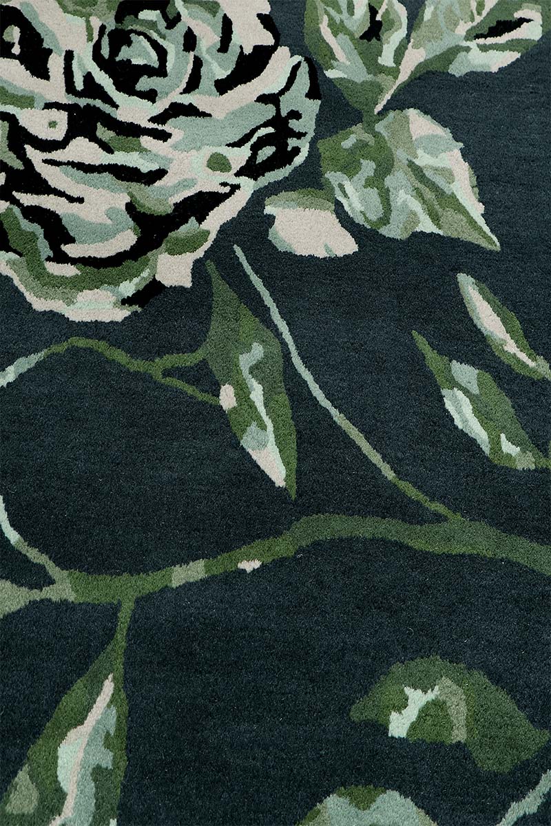 Hand Tufted Black and Green Area Rug