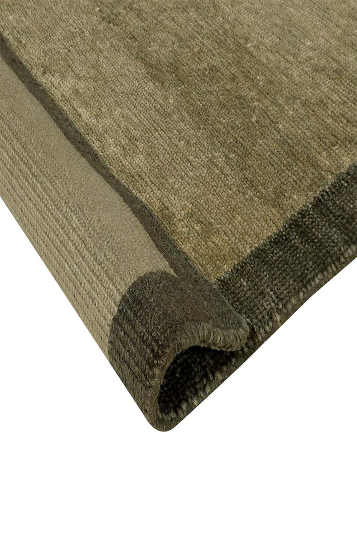 Hand Knotted Olive Green Wool Area Rug