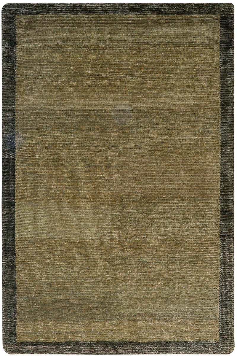 Hand Knotted Olive Green Wool Rug