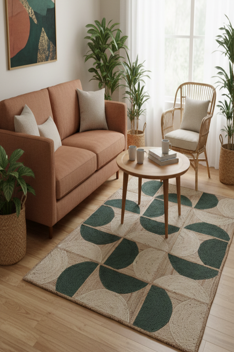 Hand Braided Jute Beige Flatweave Dhurrie