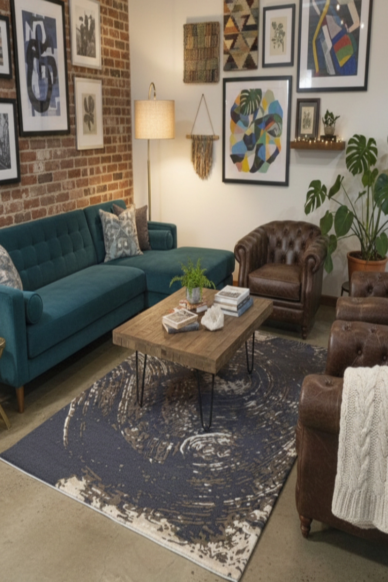 Hand Tufted Wool blue Area Rug