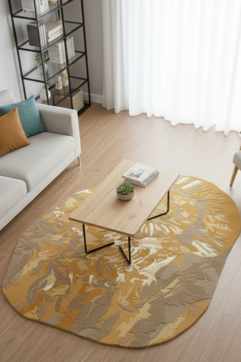 Hand Tufted Wool and Viscose shaped Brown Area Rug