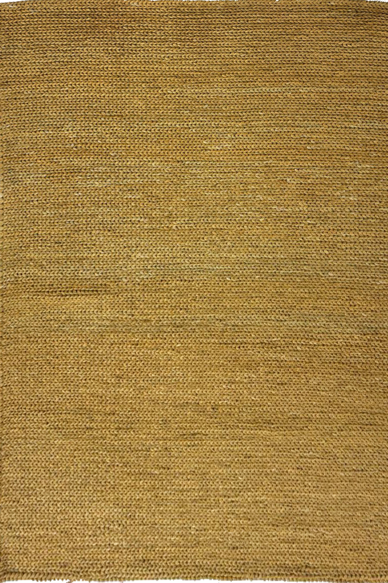 Hand Braided Jute Yellow Flatweave Dhurrie