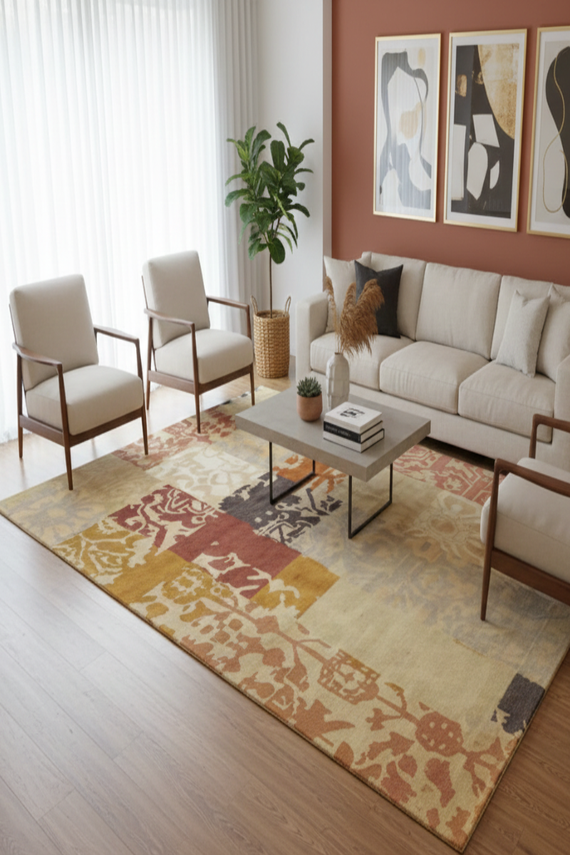 Hand Knotted Wool Multicolour Area Rug