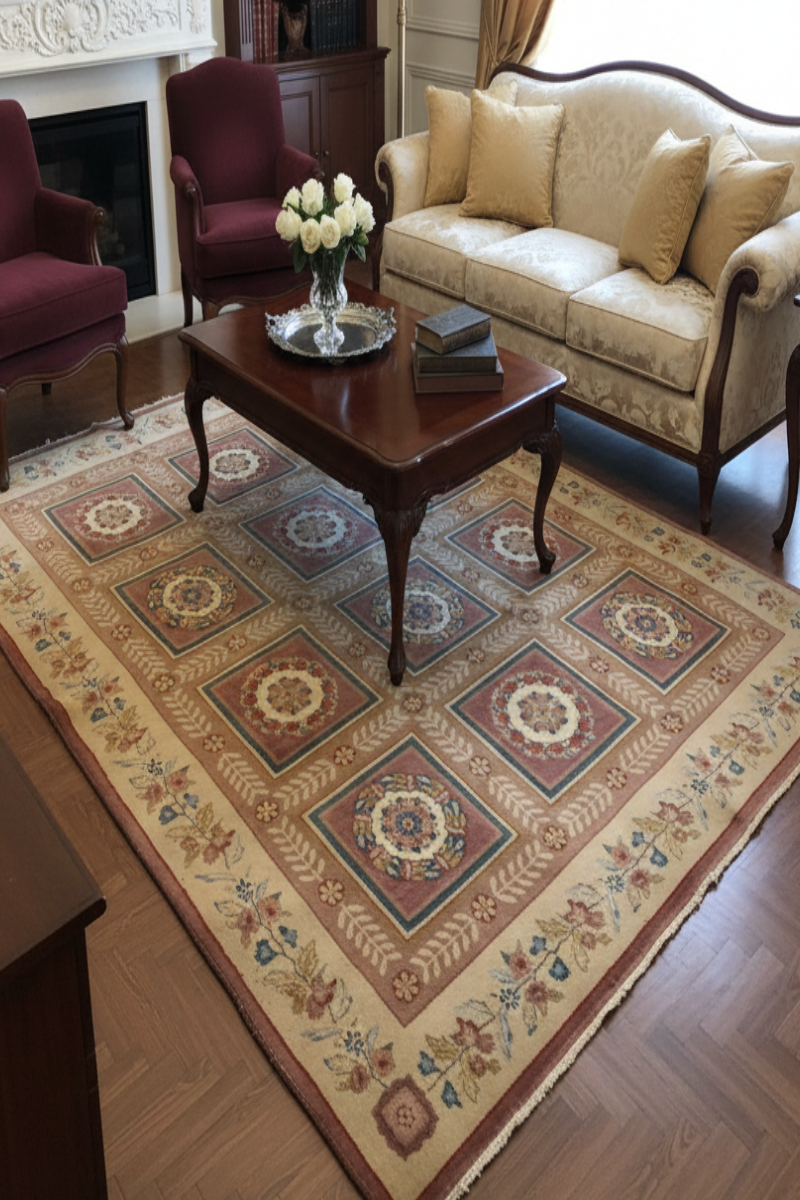 Hand Knotted Wool Multicolor Area Rug