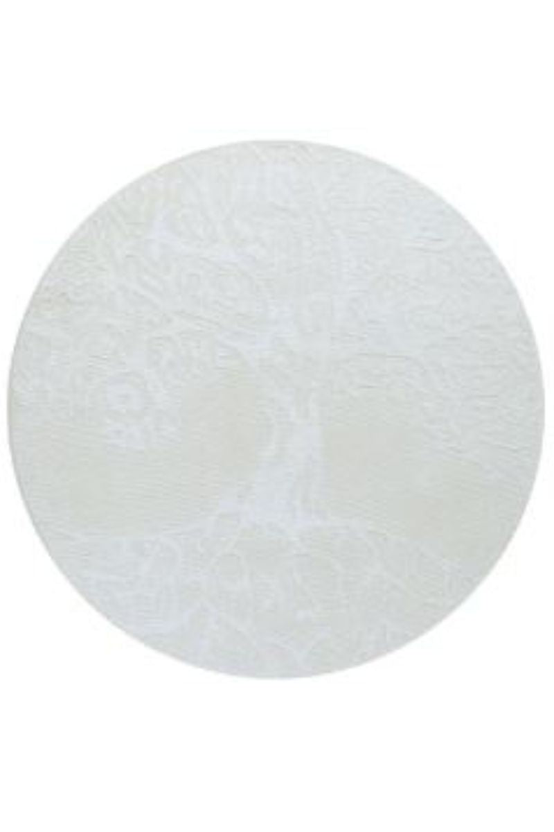 Handloom Wool and Viscose Round White Area Rug