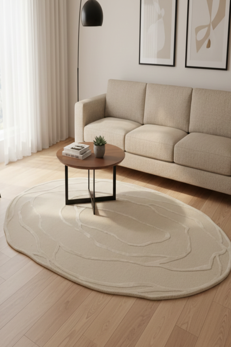 Hand Tufted Wool and Viscose White Area Rug