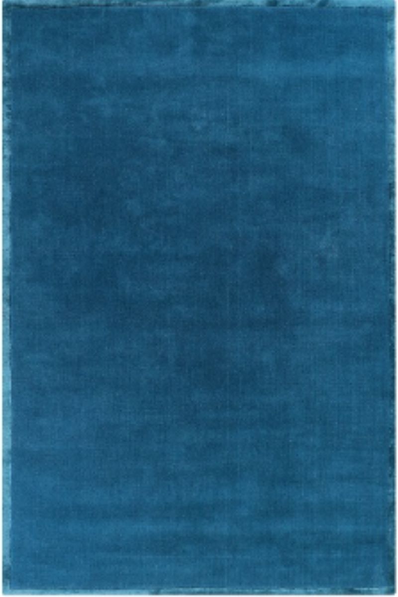 Handloom Wool and Viscose Blue Area Rug