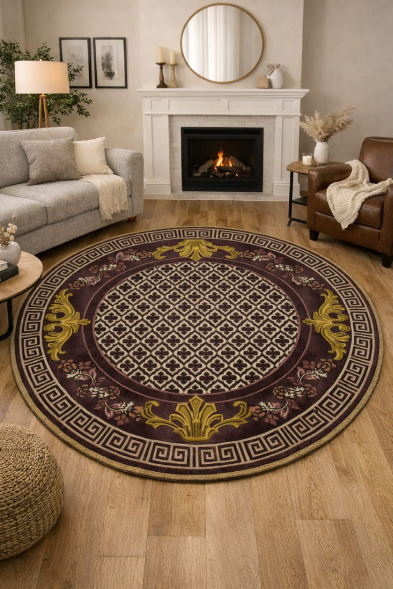 Hand Tufted Wool  Round Multicolor Area Rug