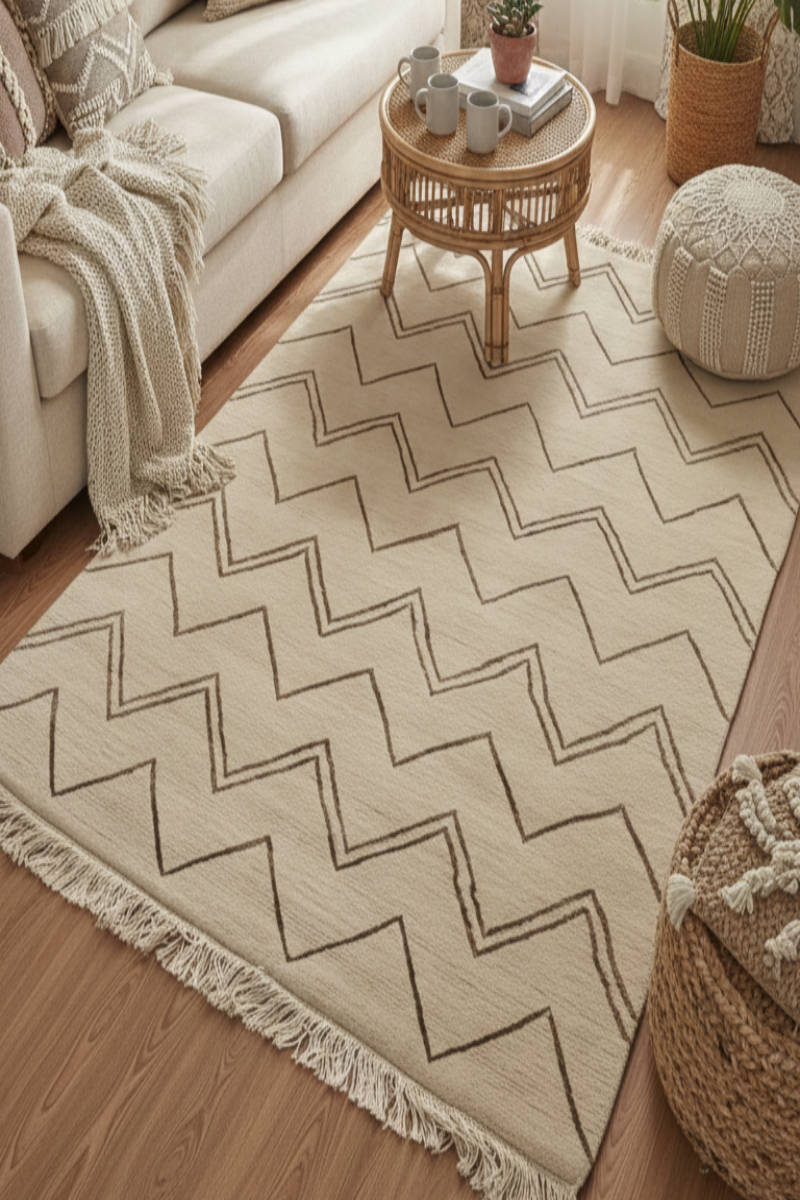 Hand Knotted Wool beige Area Rug