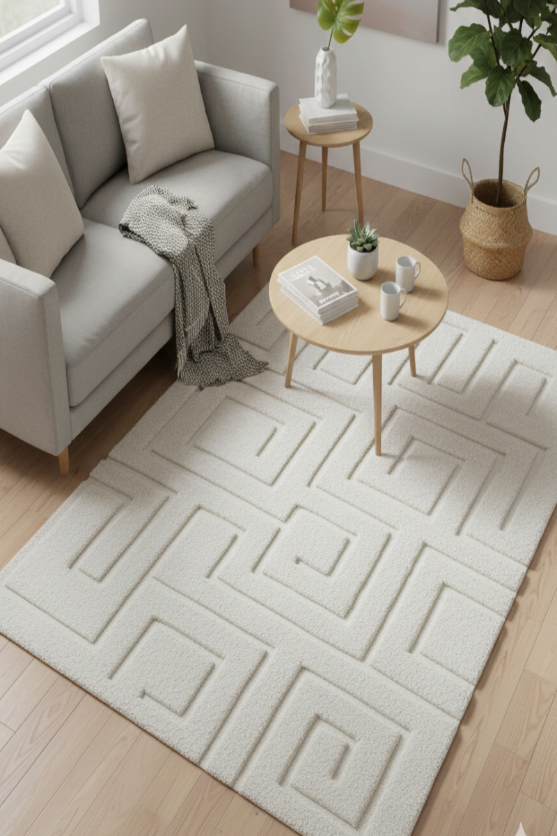 PItloom Ioop Wool 20c White Area Rug