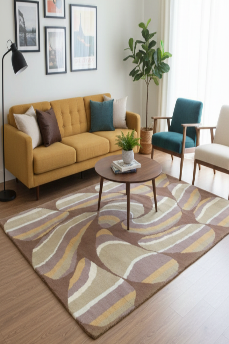 Hand Knotted Wool Brown Area Rug