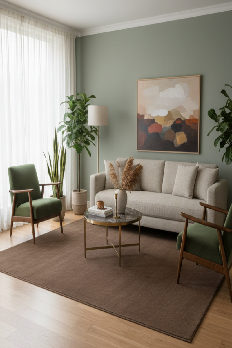 Hand Knotted Wool Brown Area Rug