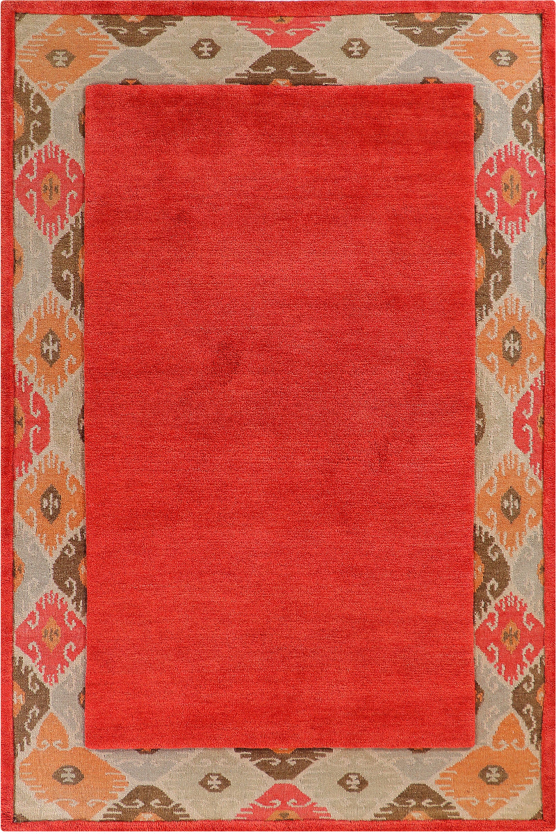 Hand Knotted Wool Red Area Rug
