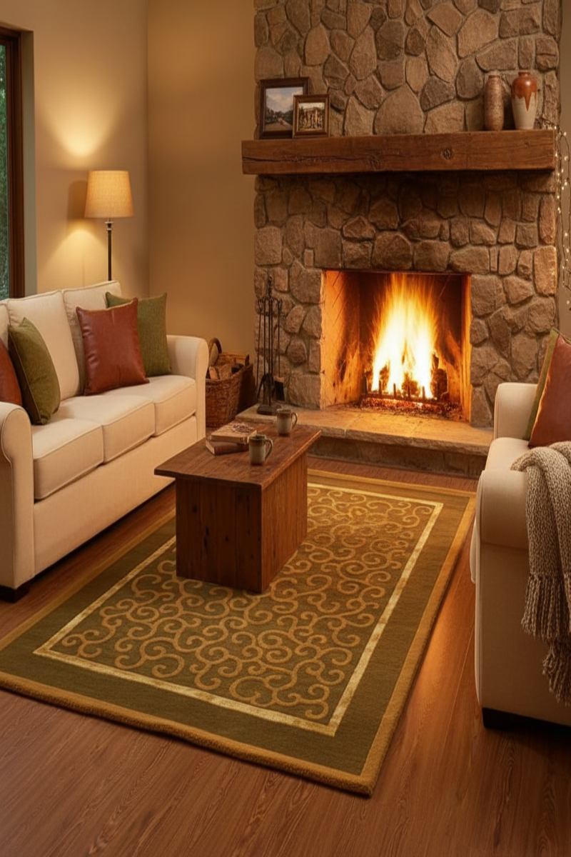 Hand Tufted Wool and Viscose Green Area Rug