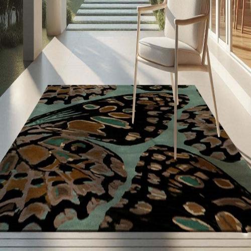 Hand Tufted Butterfly design Wool Area Rug