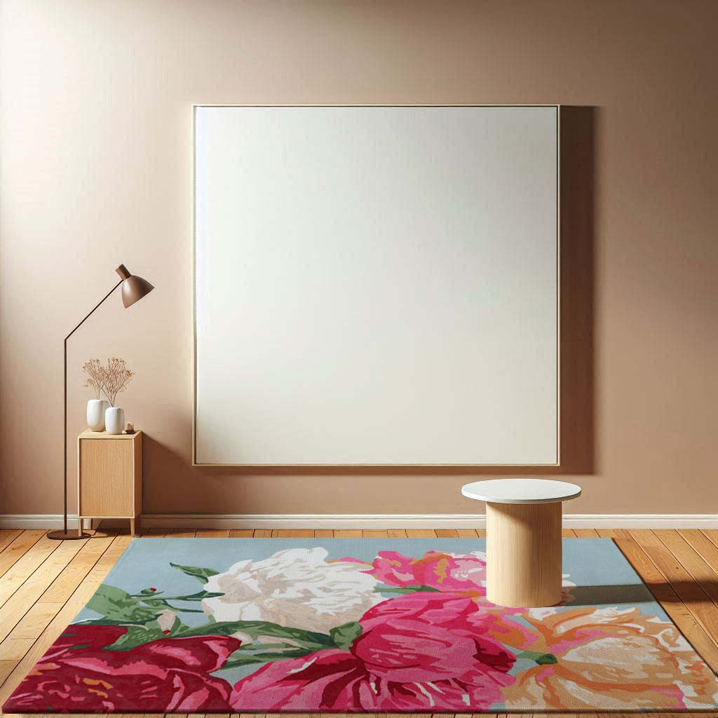 Hand Tufted NZ  Wool Washed Flower Rug