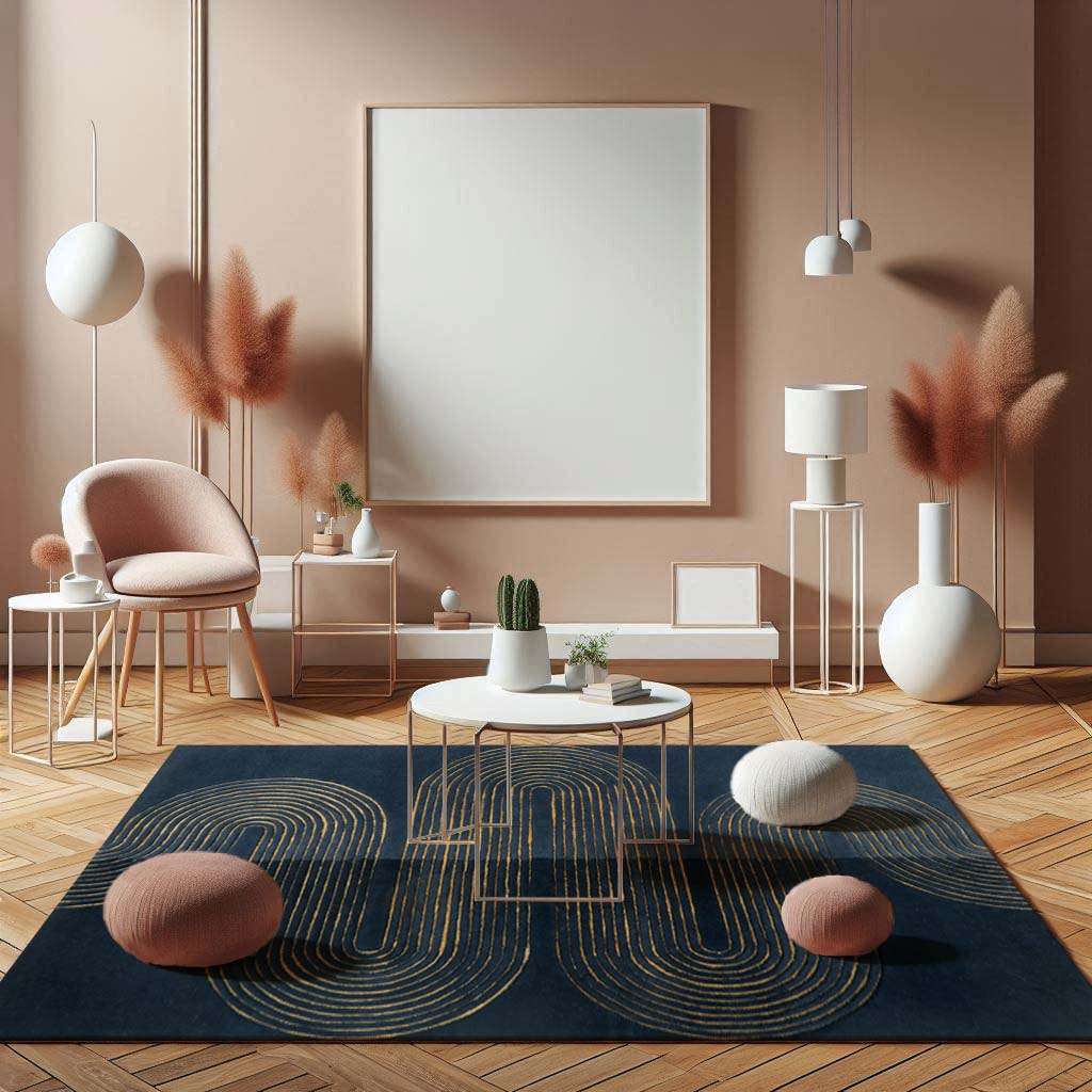 Hand Tufted Wool and Viscose Navy Blue Area Rug