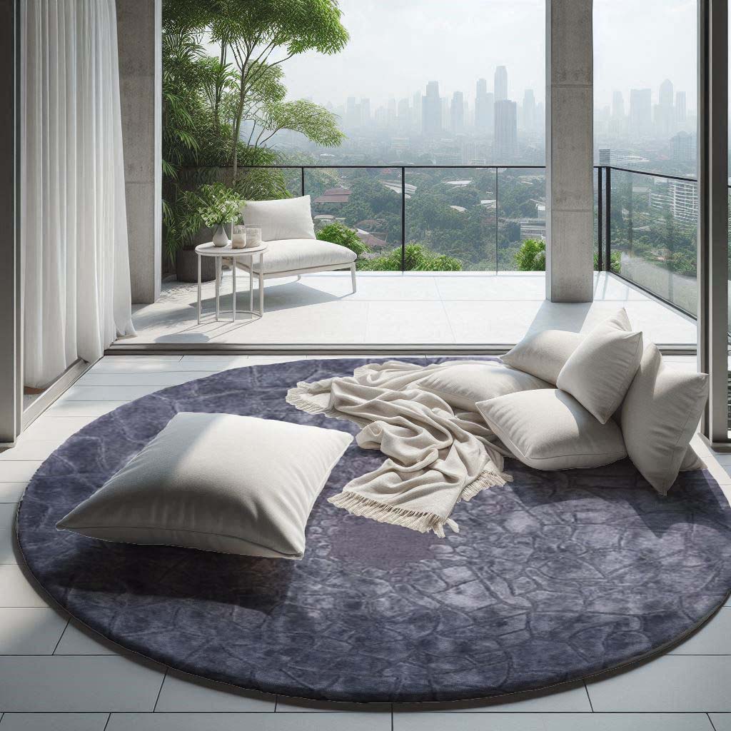 Hand Tufted Wool and Viscose Round Purple Area Rug
