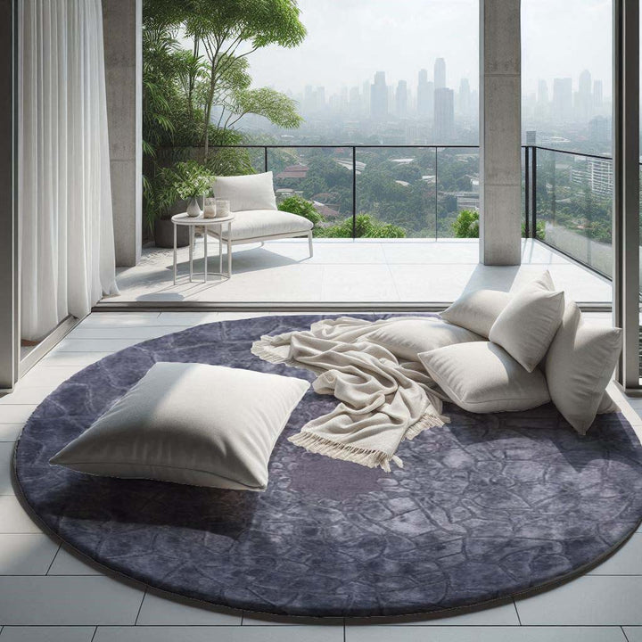 Hand Tufted Wool and Viscose Round Purple Area Rug