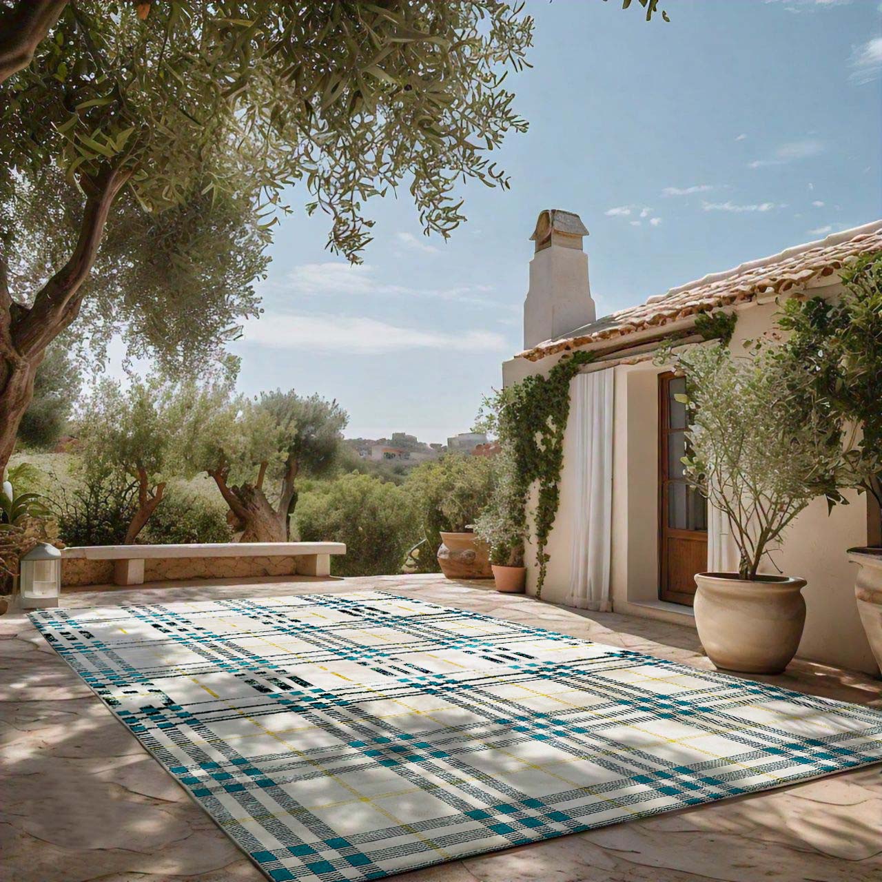 Pitloom PET Off White Flatweave Outdoor Rug