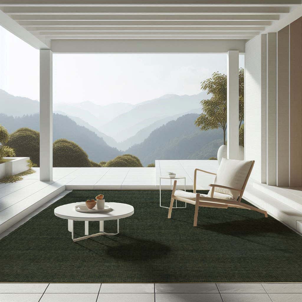 Pitloom Wool  Green Flatweave Rug