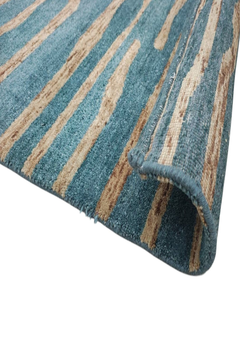 Hand Knotted Wool Blue Area Rug