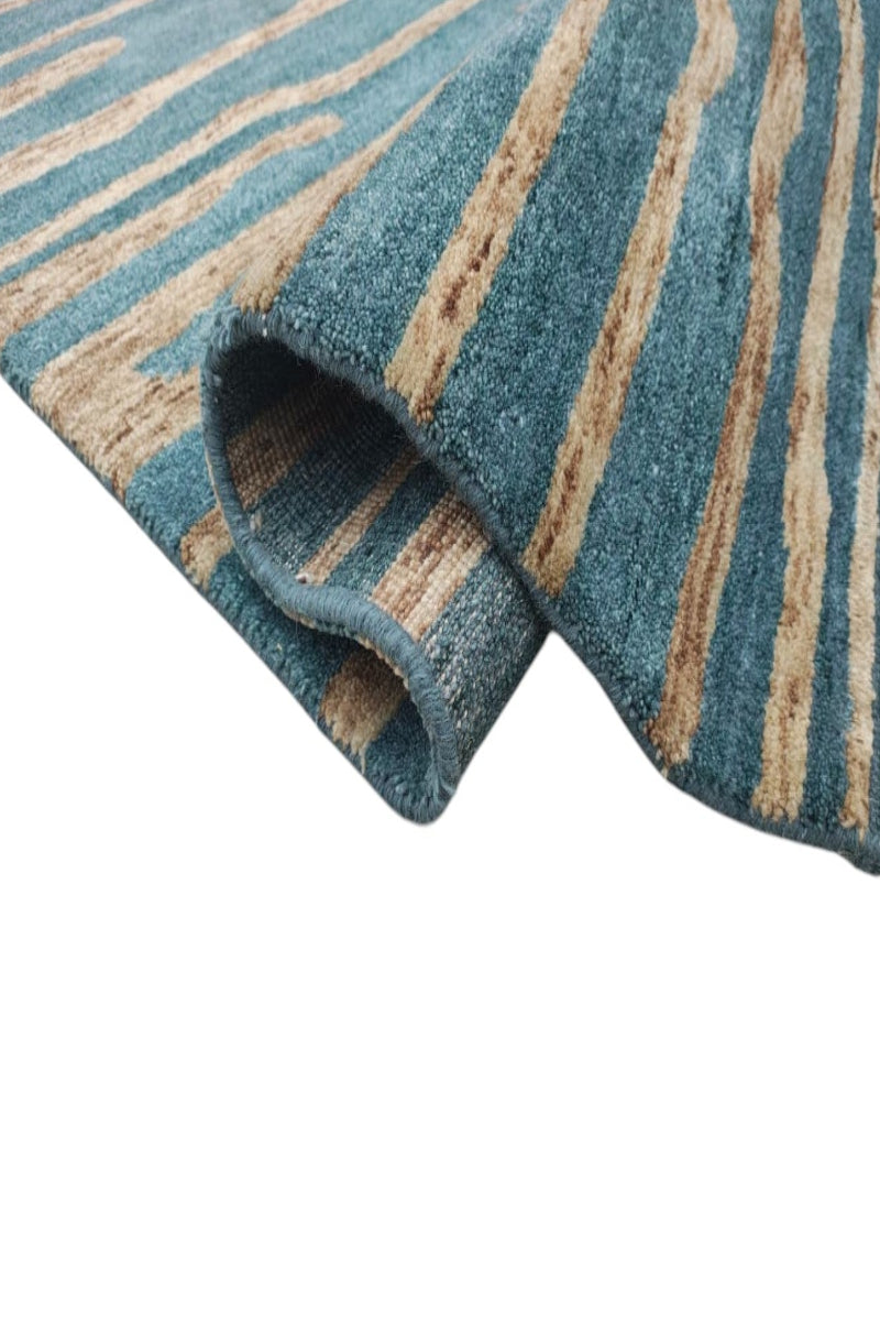 Hand Knotted Wool Blue Area Rug