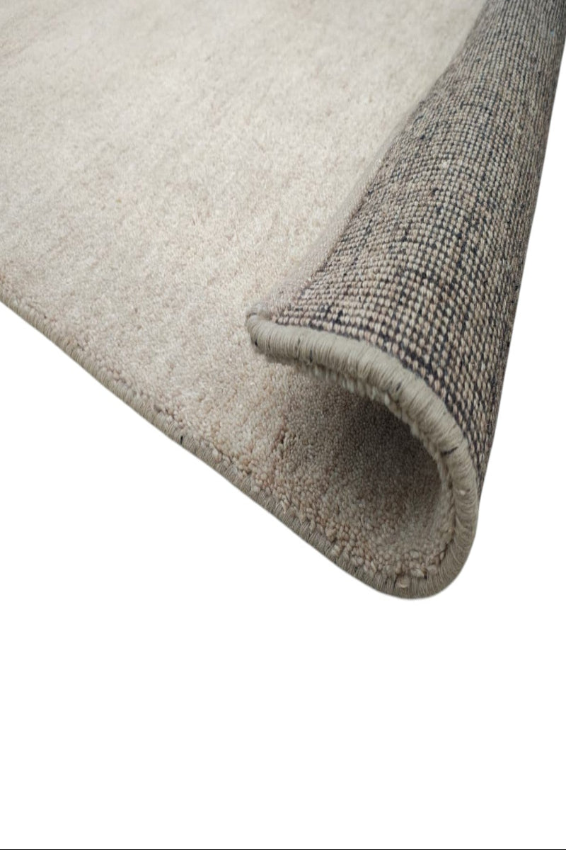 Hand Knotted Beige Wool Rug