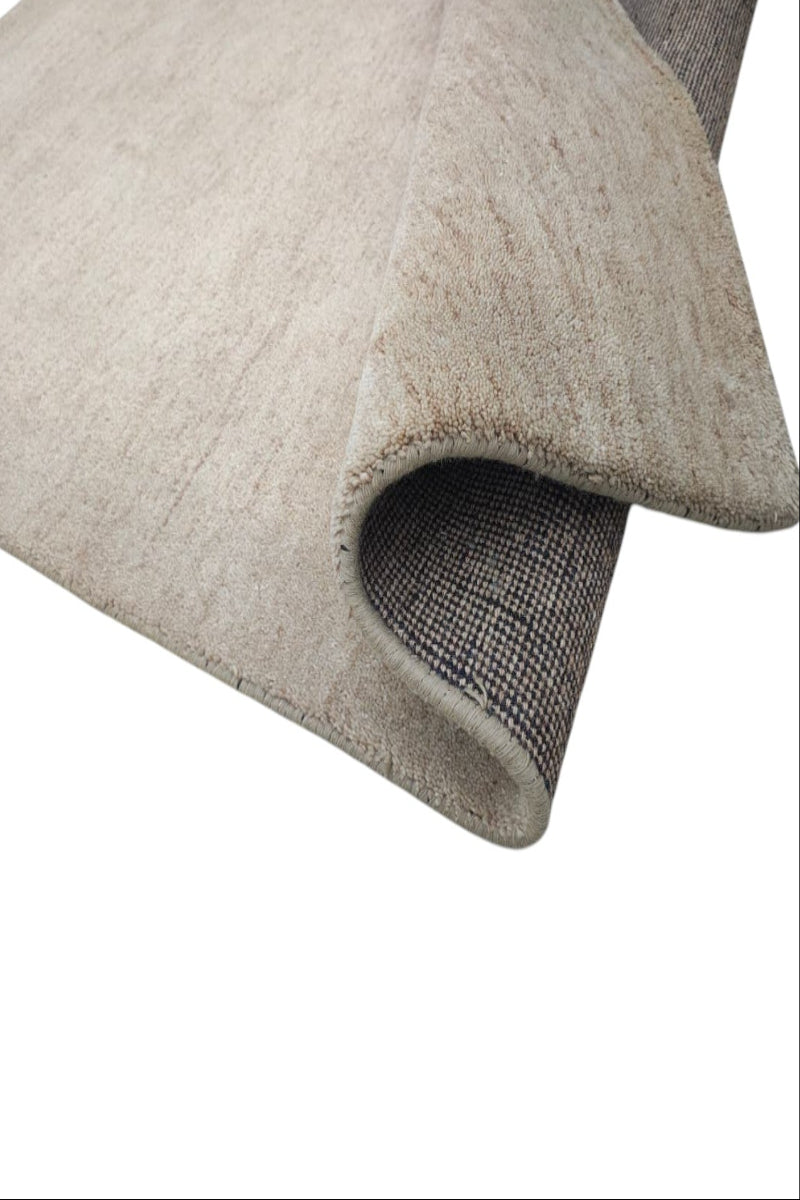 Hand Knotted Beige Wool Rug