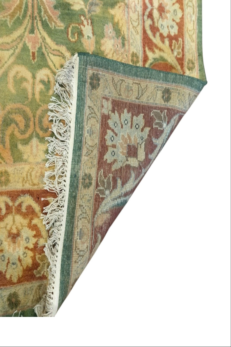 Hand Knotted Wool Green Area Rug