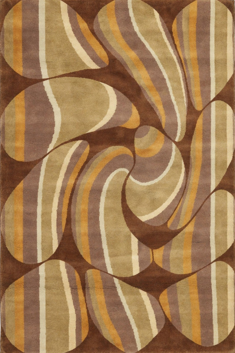 Hand Knotted Wool Brown Area Rug