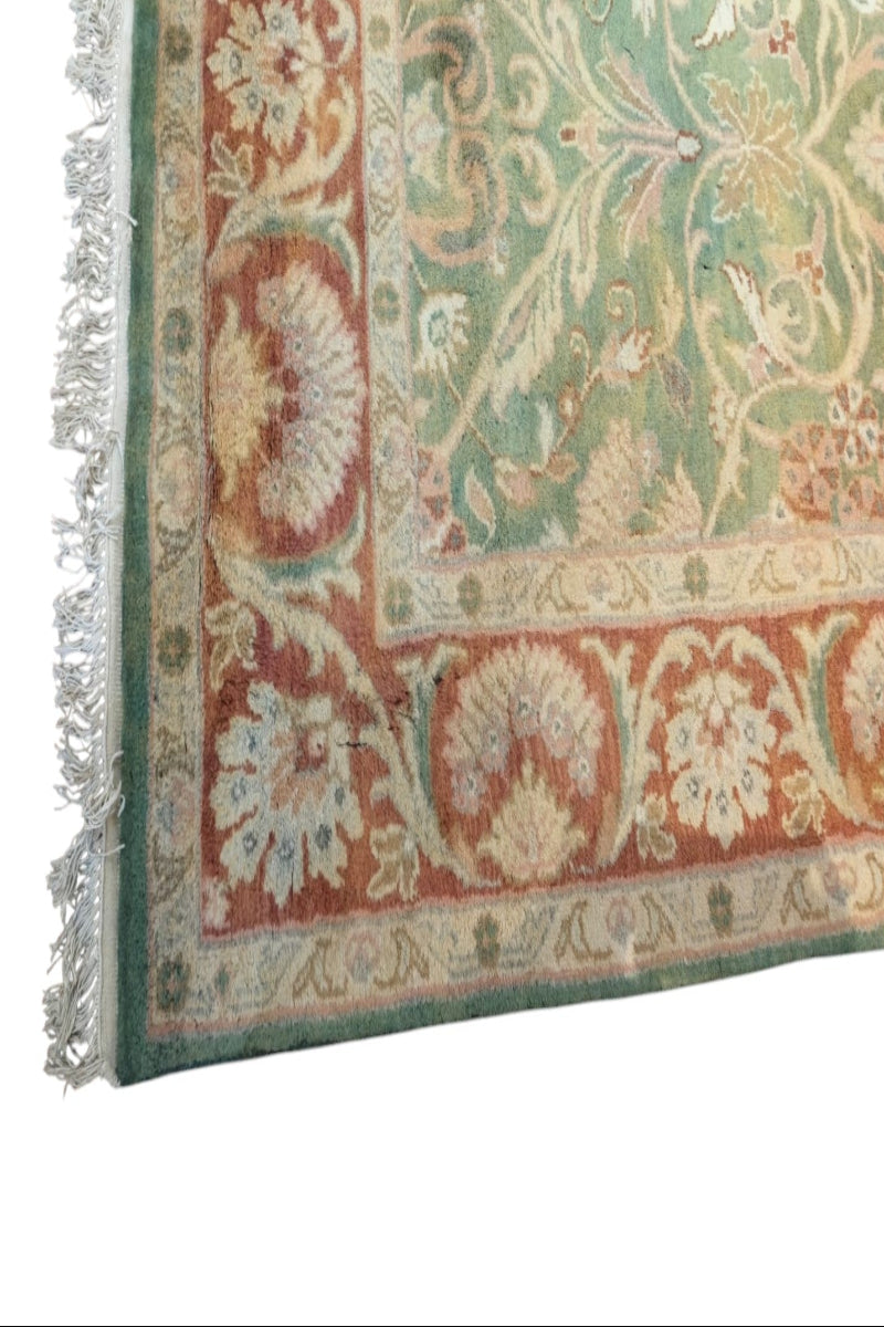 Hand Knotted Wool Green Area Rug
